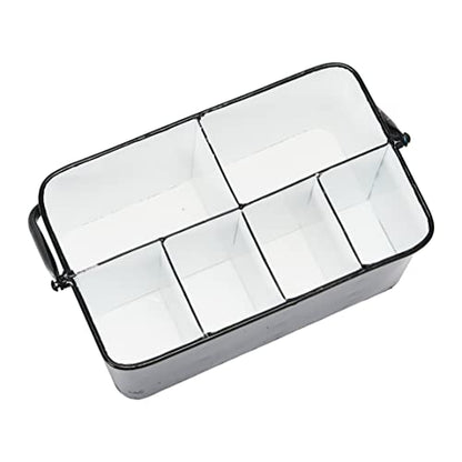 Creative Co-Op Farmhouse Metal Storage Caddy with 6 Compartments and Handle, Distressed Blue and White - color: Blue and White