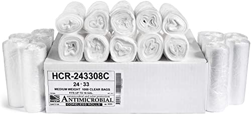 Aluf Plastics - 12-16 Gallon Clear Trash Bags - 24" x 33"- 8 Micron Equivalent High Density Value Garbage Bags for Bathroom, Office, Industrial, Commercial - (1 Pallet of 100 Cases, 10000 Bags Total) - color: Clear, style: 12-16 Gal, 8 Micron Equiv, 100,0