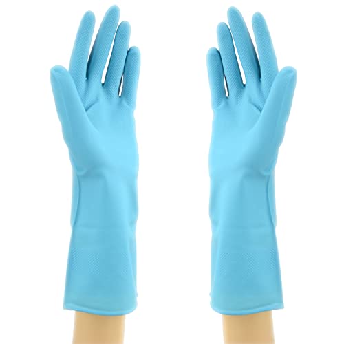 Star Gloves Cut Resistant long-lasting Latex Cleaning Gloves Reusable Kitchen Gloves durable Dishwash - color: Aqua, size: Largex1Pair