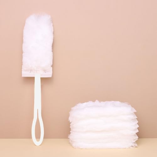 10PCS Duster Refill,Heavy Duty Static Dust Removal Brush Disposable Dusters for Cleaning Furniture Blinds,Cleaning Brush Tools,White - color: White