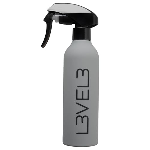 L3 Level 3 Rubberized Spray Bottle - Precise Action Mist Bottle for Effortless Hair Styling - Rubber Grip for Total Control - color: Grey