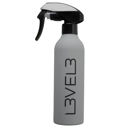 L3 Level 3 Rubberized Spray Bottle - Precise Action Mist Bottle for Effortless Hair Styling - Rubber Grip for Total Control - color: Grey