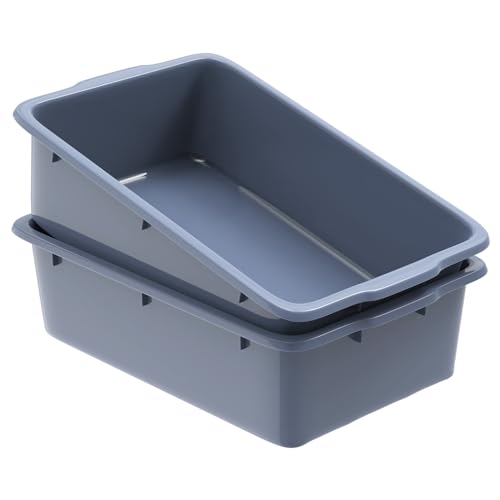 DUNCHATY 8.6 Gallon (33L) Plastic Bus Tubs - Extra Large Commercial Grade Utility Box and Wash Basin Boxes for Restaurant Kitchen Organization and Storage - 24.5" L x 16.5" W x 7" H (8.3Gal/33L)
