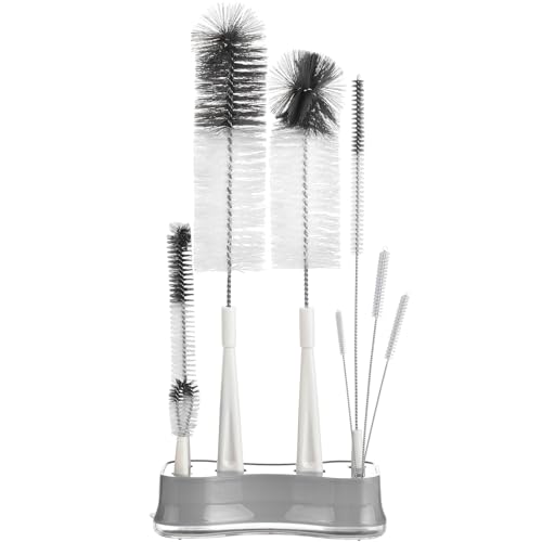 ALINK Long Narrow Neck Bottle Brush + ALINK 8 Pack Bottle Brush Cleaning Set with Stand