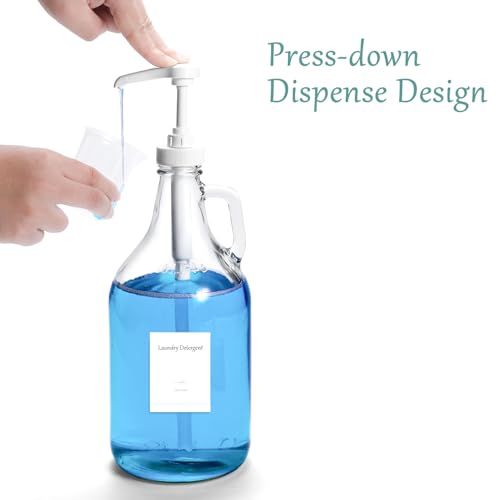 Glass Laundry Detergent Dispenser with Pump, 64OZ Liquid Laundry Soap Dispenser, Fabric Softener Dispenser Bottle for Laundry Room Organization and Storage, 2 Pack - color: 2p