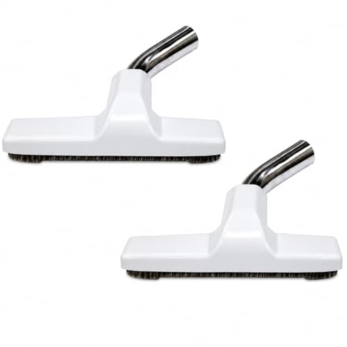 Merchandise Mecca 2 Pack Premium Hardwood Floor Brush Vacuum Attachment – Black Metal Neck, Soft Bristles, Universal Size 1-1/4 Inch (32mm) Fit, 10” Wide (White) - color: White