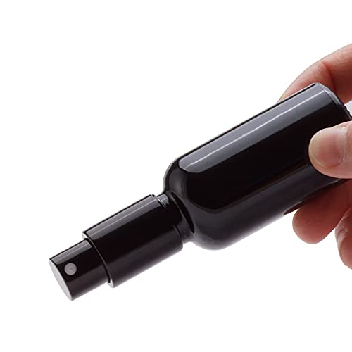 YIZHAO Black Glass Spray Bottles 2oz, with Small Fine Mist Spray, Metal Cap, Refillable for Essential Oil,Travel,Cleaning,Perfume,Aromatherapy,Makeup – 6 Pcs - color: Black, size: 50ml-6