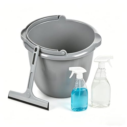 10 Qt. Spout Pail Classic Titanium, Durable Plastic Utility Bucket with Comfort Grip Handle, Easy Pour Spout, Large Mop Opening, Portable Cleaning Pail for Home Garage Basement Bathroom
