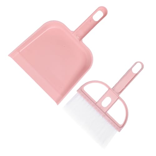 Generic Small Broom and Dustpan Set Plastic Mini Hand Broom Dustpan 2PCS for Desktop Keyboard Table Lightweight Design for Office Home School (Roseate) - color: Rose
