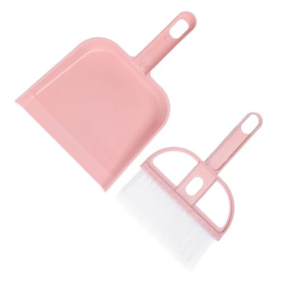 Generic Small Broom and Dustpan Set Plastic Mini Hand Broom Dustpan 2PCS for Desktop Keyboard Table Lightweight Design for Office Home School (Roseate) - color: Rose