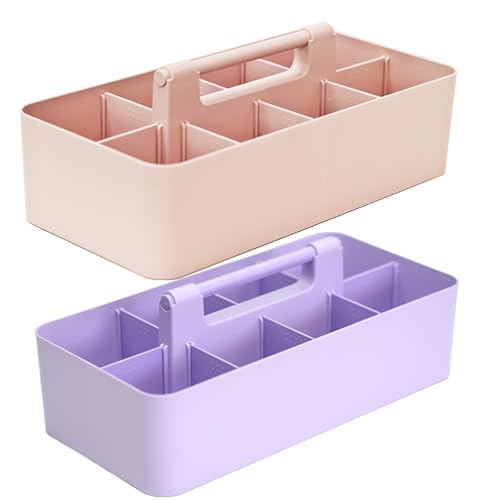 Portable Caddy - Stackable Plastic Organizer with Handle | Desk, Makeup, Dorm, Classroom Art Organizer (Made In Usa) (Indie Pink/Lavender) - color: Indie Pink / Lavender