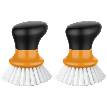 MR.SIGA Dish Scrub Brush, Palm Brush Dish Scrubber with Ergonomic Grip, Kitchen Brushes for Dishes, Orange, Pack of 2 - color: Orange