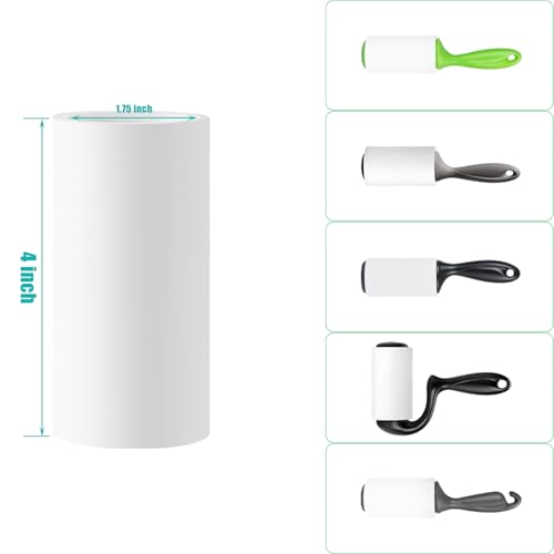 4 inch Lint Roller Refills Only for Scotch-Brite Lint Roller Replacement Refills for Pet Hair Extra Sticky 60 Sheets per Roll Pack of 10 Rolls Total 600 Sheets (Inside Dia. 1-3/4 inch) - size: Inside Dia. 1-3/4 inch