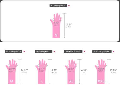 Myungjin (2 Pairs Reusable Waterproof Household Dishwashing Non-Slip Cleaning Latex Rubber Kitchen Gloves (Pink, Small) - size: Small 20cm x 31cm