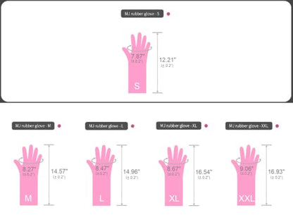 Myungjin (2 Pairs Reusable Waterproof Household Dishwashing Non-Slip Cleaning Latex Rubber Kitchen Gloves (Pink, Small) - size: Small 20cm x 31cm