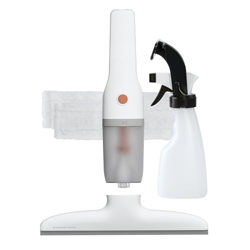Sharper Image® 2-in-1 Window Vacuum Cleaner Kit – Cordless Squeegee, Spray Bottle, 11" Blade, 2 Washable Microfiber Pads| Cleaning Supplies Tool Set| Glass, Mirrors, Shower, Windows, Car Windshield