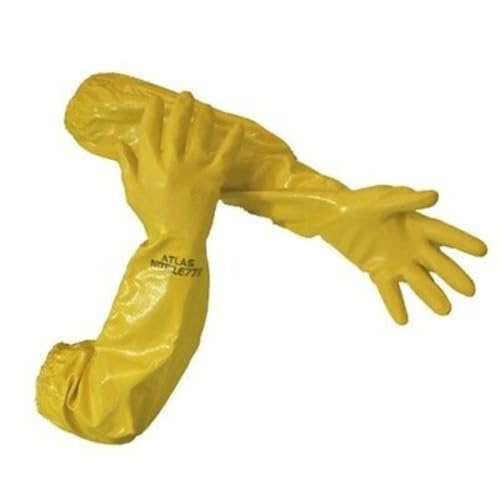 Atlas 772 Nitrile Coated Gloves 26 inch Long Cotton Lined, Chemical Resistant, Water, Pond, Work, Medium