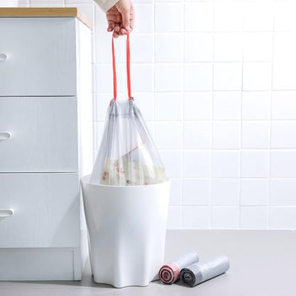 5 Rolls Drawstring Garbage Bags Thick Disposable Trash Storage Pouches Strong Kitchen Rubbish Bags for Home and Office Waste Disposal Random Color