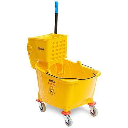 Makula Commercial Mop Bucket with Wringer, 36 Qt Heavy Duty Janitor Mop Bucket with Wheels, Side Press Wringer Combo, Industrial Cleaning Bucket for Restaurants, Schools & Commercial Floors