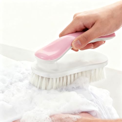 2Pack Shoe Cleaning Brush Household Laundry Clothes Scrubbing for Stains Bathroom Ergonomics Grip Easy Hold (2, Pink) - color: Pink