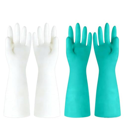13 inch Nitrile Rubber Dishwashing Gloves 2 Pairs Waterproof, Reusable, Suitable Home Cleaning, Bathroom, Kitchen