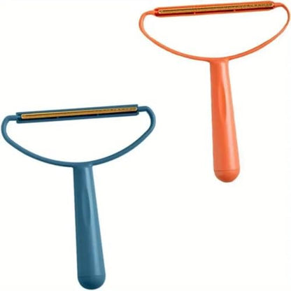 2 Pack Pet Hair Remover Tool – Reusable Lint Cleaner for Clothes, Furniture, Carpets – Fuzz Remover for Dog & Cat Hair – Durable & Portable Lint Scraper in Orange and Blue for Home & Travel