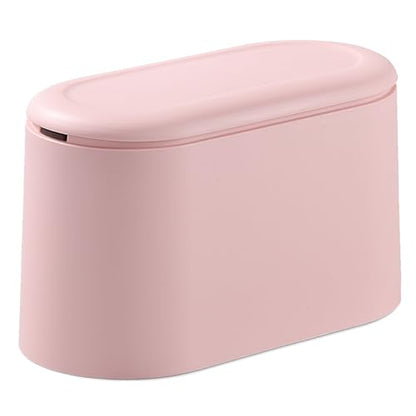 SUBEKYU 0.5 Gal Mini Countertop Trash Can with Lid for Desktop, Small Garbage Can for Office, Tiny Wastebasket,Pink - color: Pink 0.4 Gal with Lid