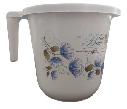 Homely Bathing Cup Certified Bath Water Cup 1 Litre Floral Design BPA Free Camping Dabba Bathroom Cup - Assorted Colors
