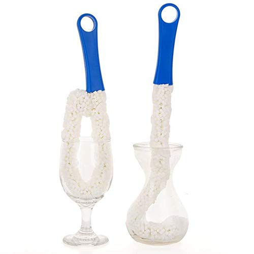 HHmei Long Cleaning Brush Foam Bottle Decanter Wine Glass Bar Kitchen Dishes| Pods| Toys Cleaner, 3D Thoroughly Flexible Multi-Function Cup Brush