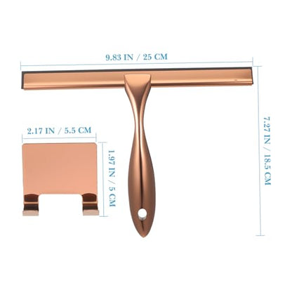 Stainless Steel Window Squeegee with Copper Silicone Handle, Shower Glass and Mirror Cleaning Tool, Household Bathroom and Car Cleaning Scraper