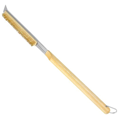 Aolso Pizza Oven Brush, 26" Brush and Stainless Steel Scraper for Pizza Stone, BBQ Grill Cleaning Brush Non Scratch Heat Proof Brass Bristles with Screwdriver, Outdoor Pizza Oven and Accessories - color: 26" Brass Bristles