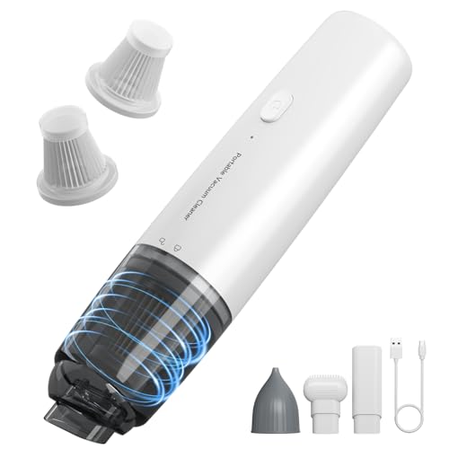 Handheld Vacuum Cordless, Car Vacuum Portable with 2 Suction Modes, Blow & Suction 2-in-1, Mini Vacuum Cleaner Rechargeable for Car, Home, Pet Hair, Office, Desk, Keyboards (White) - color: White, size: Small