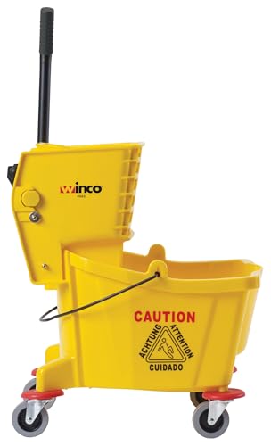 Winco Commercial Mop Bucket on Wheels, 26 Quart, Yellow - color: Yellow, size: 26 Quart