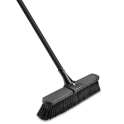 18" High Power Push Broom Multi-Surface Steel Handle