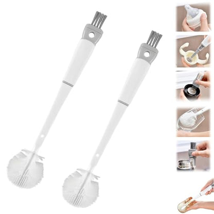 360° Flexible Silicone Bottle Brush with Long Handle, New Bottle Cleaning Brush, Deep Cleaning Brush for Narrow Neck Bottles Silicone Bottle Brush (White-2PCS) - color: White-2pcs