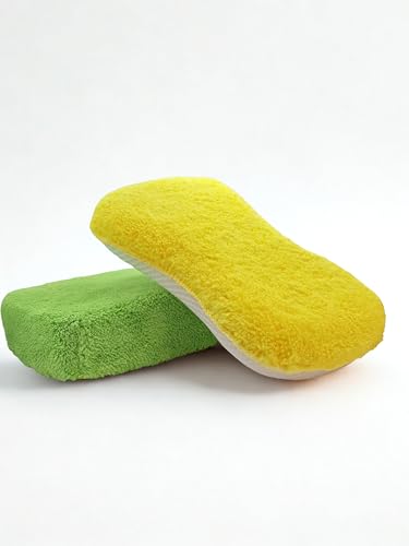 Large Microfiber Car Wash Sponge,2 Pack-Non-Scratch Reusable Heavy Duty Cleaning Pad for Cars,Trucks & SUVs.Also Ideal for Kitchen,Dishes & Household Cleaning.
