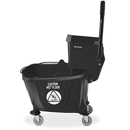 Dryser Commercial Side Press Wringer Combo Mop Bucket, 33 Quart, Black - color: Black
