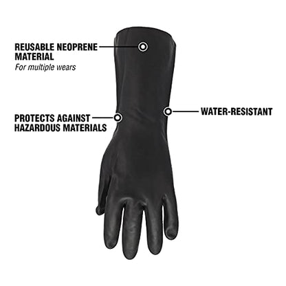 Flexzilla Pro GC400PM Heavy Duty Cleaning, Neoprene, 13, Black, Long Cuff Gloves, Medium - size: Medium