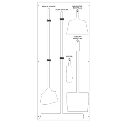 Clean & Sweep 5S Shadow Board/Wall Mount Broom Holder, 68" x 30" Board, 5S Cleaning Station - Board Only, Tools Sold Separately, Made in The USA by AccuformNMC, White/White, PSB114WTWT - color: White/White