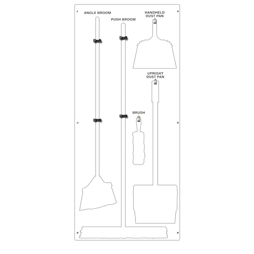 Clean & Sweep 5S Shadow Board/Wall Mount Broom Holder, 68" x 30" Board, 5S Cleaning Station - Board Only, Tools Sold Separately, Made in The USA by AccuformNMC, White/White, PSB114WTWT - color: White/White