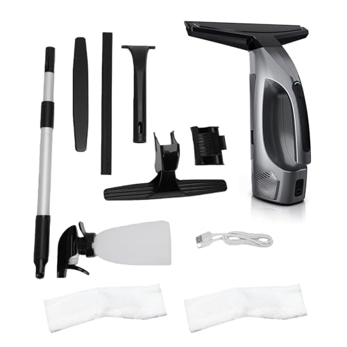 Hancaner Window Vacuum Squeegee, Window Cleaner Tool, Handheld Electric Glass Cleaner 2000Pa Powerful Suction with 11 in Squeegee Blade for Shower Doors Car Windshield (Black) - color: Black