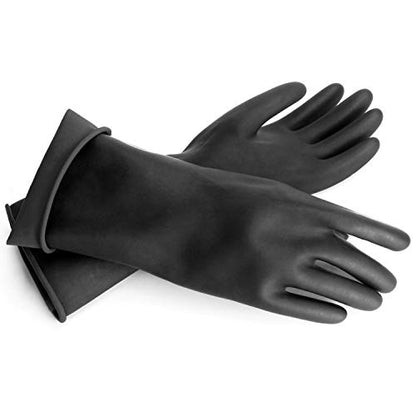 Extra Large Chemical Resistant Gloves, 18" Long Black Waterproof Alkali/Acid/Oil Resistant Reusable Heavy Duty Rubber Gloves for Cleaning, Dishwashing, Gardening - color: Reversible, Black+black, size: XL-1Pair