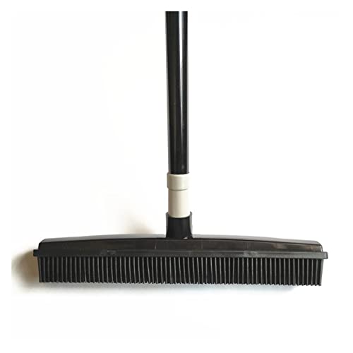 Multifunctional Telescopic Broom, Magic Rubber Besom Cleaner, Pet Hair Removal Brush, Home Floor Dust Mop; Carpet Sweeper(Black) - color: Black
