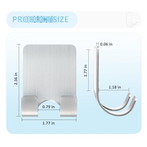 VIS'V Shower Wall Adhesive Razor Holder for His and Hers, Silver, 2 Pcs | Metal Material, Compact Design, Peel and Stick, Fit for Smooth Flat Surfaces - color: Silver