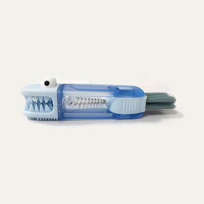 Cute Crocodile 3-in-1 Cup Brush - Multifunctional Kitchen Cleaning Tool for Bottles, Grooves & Lids with Durable Bristles, Portable Design for Home & Office Use - color: Green