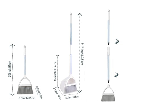 Mini Broom with Dustpan for Kids,Little Housekeeping Helper Set (White+Grey) - color: White+grey
