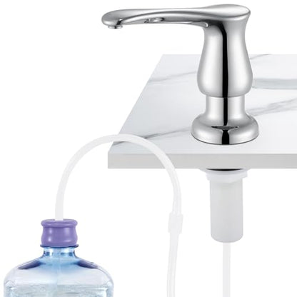 GAGALIFE Kitchen Sink Soap Dispenser Chrome, Under Sink Soap Dispenser with 40" Silicone Extension Tube, Say Goodbye to Frequent Refills - color: Chrome, size: with Hose