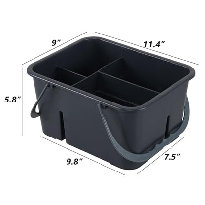 Cleaning Supplies Caddy, Household Tools Organizer with Handle, Large Plastic Bucket, Portable Shower Basket Tote, Gray