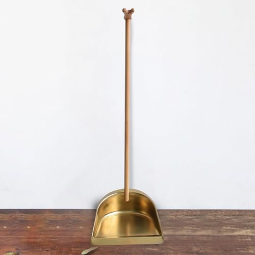 Chinese Style Dust Pan and Broom Set with Long Handled for Home, Palm Fiber Brooms and Solid Wood Dustpan Combo Set, Upright Stand Up Sweep Tool for Lobby Floor Yard Home Kitchen Office Use,B - color: B