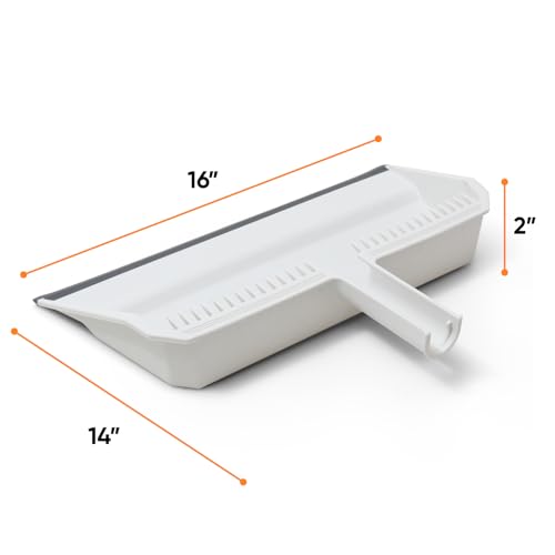 Superio 4-Pack Wide Plastic Dustpan with Comb - 16" Wide, Rubber Lip, Broom Handle Clip, White - color: White, size: 4 Pack